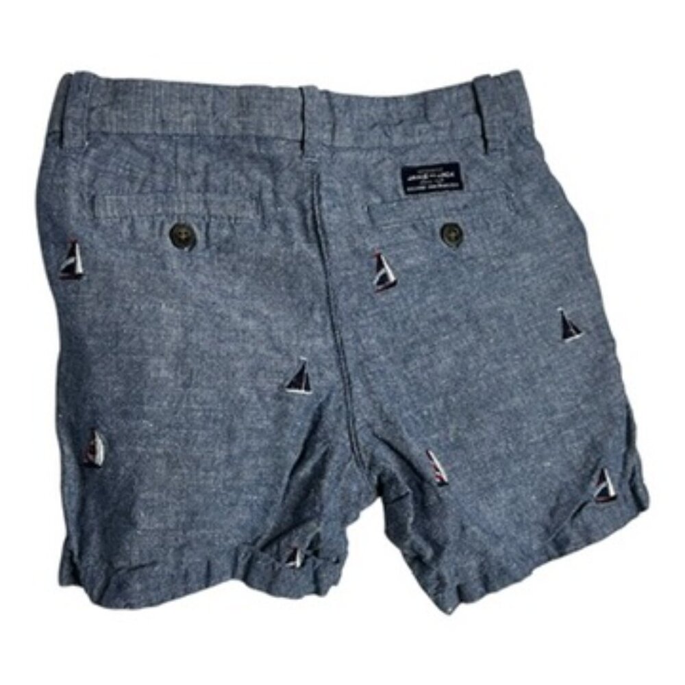 EUC Janie and Jack Linen Denim Color Shorts w/Sailboat embroidered Size 2T - Picture 2 of 8